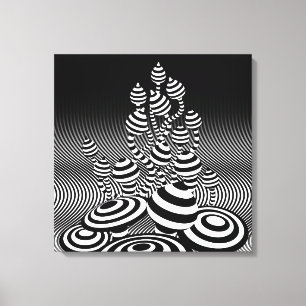 Canvas Black & White Magic Mushrooms 1m sq. Print