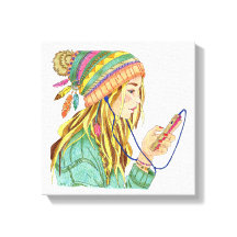 Canvas Boho Hat Girl