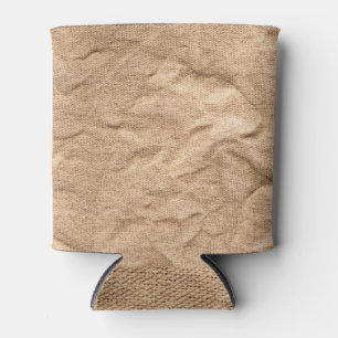 Canvas Brown Creases: Vintage Background. Can Cooler