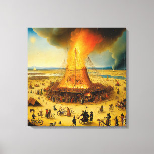 Canvas Burning Man in Boschian Vision