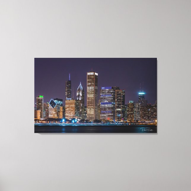 Canvas - Chicago Skyline Illinois with Night Sky Print (Front)