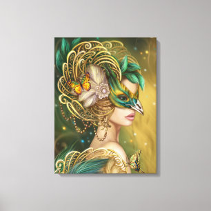 Canvas Fantasy Woman bird portrait Print