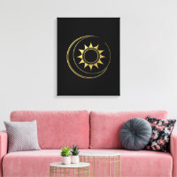 Canvas Golden Celestial Harmony Moon Sun Art