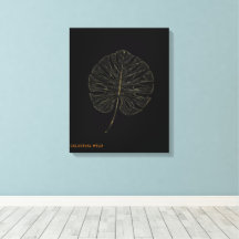 Canvas Golden Monstera Leaf Modern Noir Decor