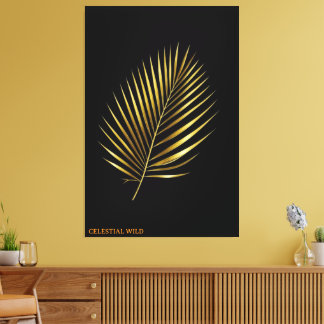 Canvas Majestic Golden Palm Frond Tropical Art Print