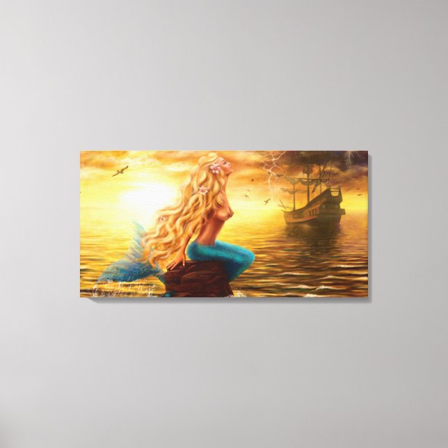 Canvas Mermaid sunset Print (Front)