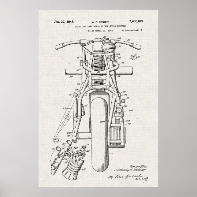 Canvas | Motorcycles Patent Poster (Front)