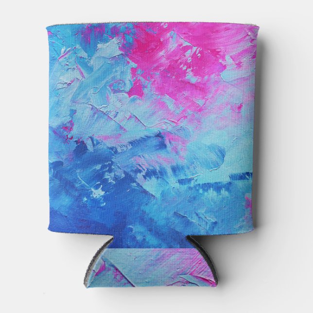 Canvas Mystery: Abstract Oil Paint Texture Can Cooler (Front)