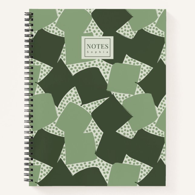 Canvas of Thoughts: Layered Abstract Vintage Sage Notebook (Front)