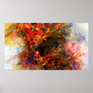Canvas paint stroke fractal math poster