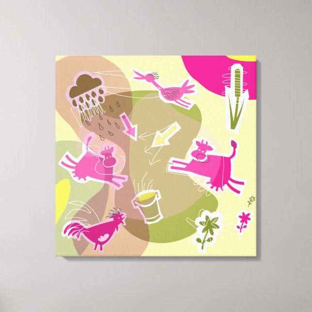 canvas pink cows print (Front)