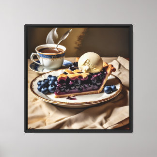Canvas Print 16"x16" Blueberry Pie and Ice Cream