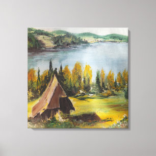 Canvas Print Ann Hayes Painting Chalet On The Lake