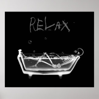 Canvas Print B&W Relax X-Ray Skeleton Bath Time