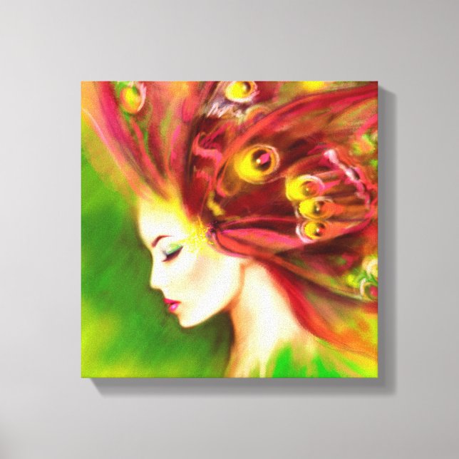 Canvas print Beautiful Spring woman butterfly (Front)