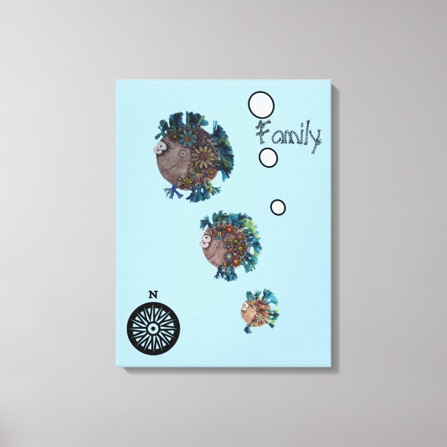 Canvas Print - Blue and Green Fish Family (Front)