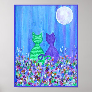 Canvas Print -Cats in the Moonlight