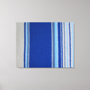 Canvas Print - Crochet Pattern Blue Stripes