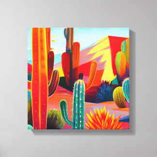 Canvas Print: desert cactus in warm colours Print