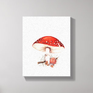 Canvas Print - Fly Agaric Mushrooms Illustration