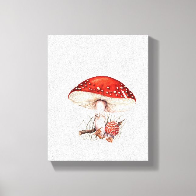 Canvas Print - Fly Agaric Mushrooms Illustration (Front)