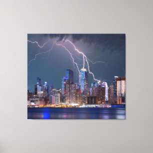 Canvas Print - Lightning Storm Over New York