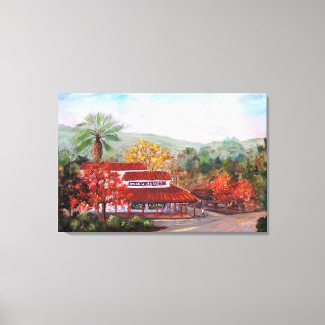 Canvas print of Roberts' Market in Woodside painti (Front)