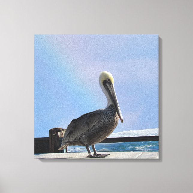 Canvas Print - Pelican on Pier (v.2) (Front)