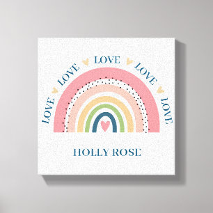 Canvas Print - Rainbow Hearts Blue 2