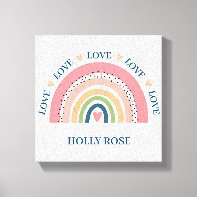 Canvas Print - Rainbow Hearts Blue 2 (Front)