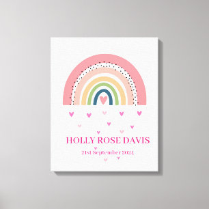 Canvas Print - Rainbow Hearts Pink
