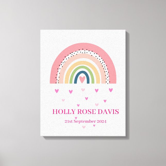Canvas Print - Rainbow Hearts Pink (Front)
