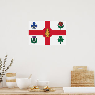 Canvas Print with Flag of Montreal, Canada
