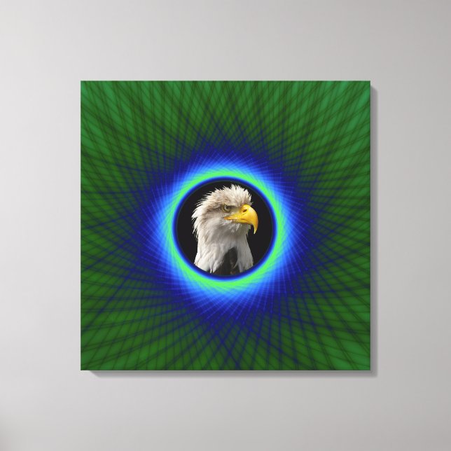 Canvas Print  Woven Frame in Green and Blue (Front)