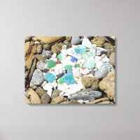 Canvas prints Blue Green Sea Glass Sea Shells