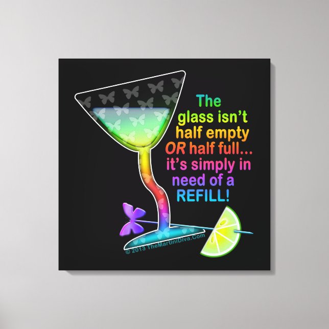 CANVAS PRINTS - GLASS HALF FULL COCKTAIL ART (Front)