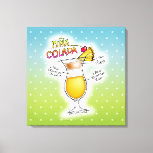 CANVAS PRINTS - PINA COLADA RECIPE COCKTAIL ART