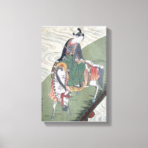 Canvas Samurai on Horse Japanese Woodblock Print