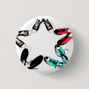 canvas shoes star 3 cm round badge