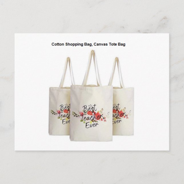 Canvas Tote Bag Calico Bag Logo Print Shopping Bag Postcard (Front)
