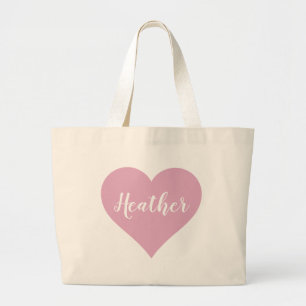 Canvas Tote Bag Trendy Pink Heart Personalised