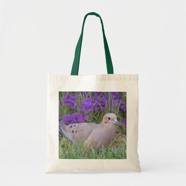 Canvas Tote--Mourning Dove in Verbena Tote Bag (Front)