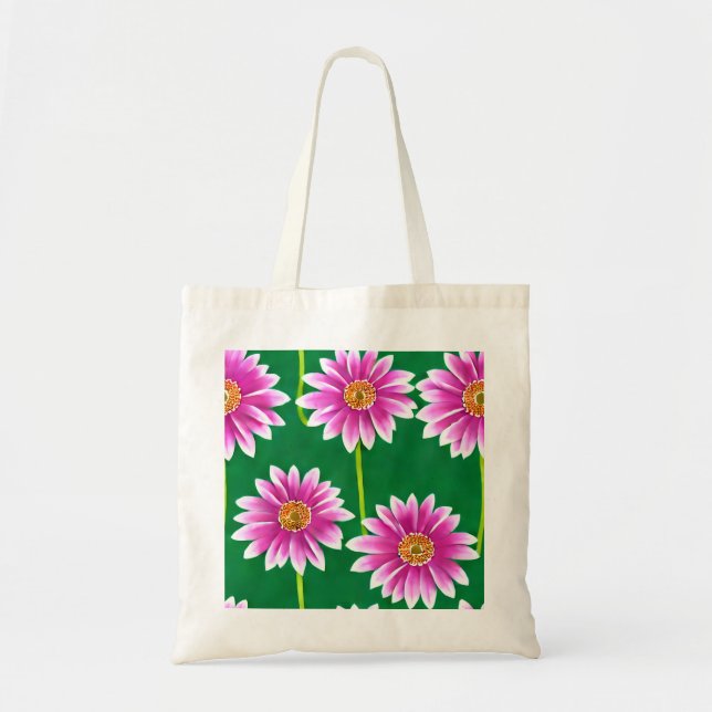 Canvas Tote with Pink and White Flowers (Front)