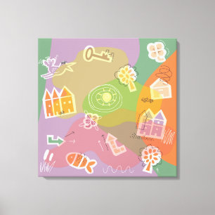 canvas town of orange print