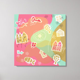 canvas town of pink print