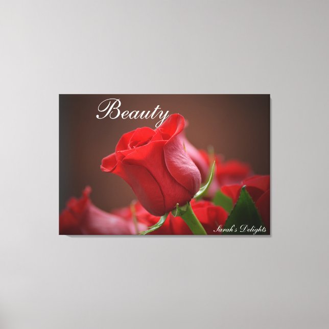 canvas wall art picture of red rose. (Front)
