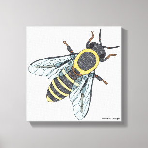 Canvas (white) - Crochet Honeybee Print