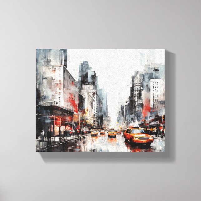 Canvas with New York City, painted landscape. (Front)