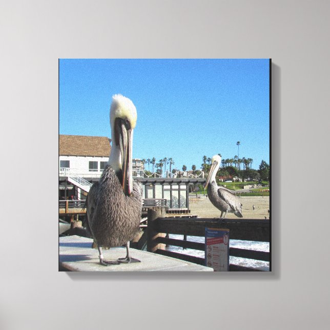 Canvas Wrap - Pelicans on Pier Print (Front)