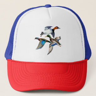 Canvasback, Mallard and Wood Ducks Flying Trucker Hat